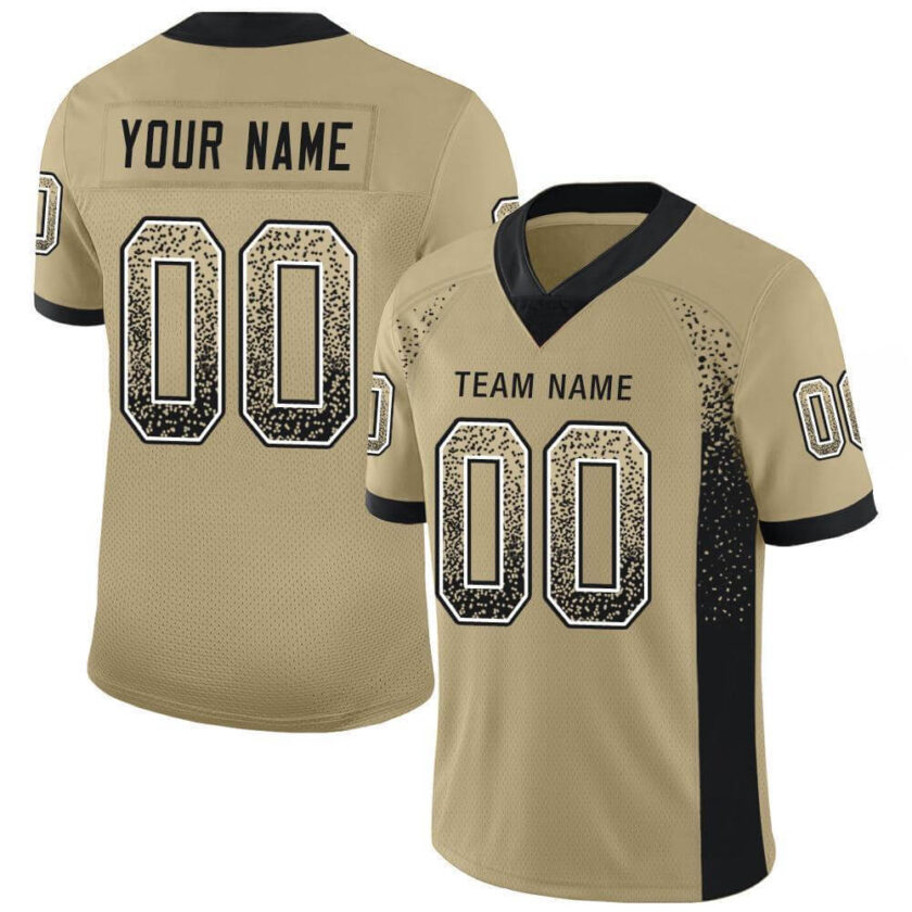 Custom Vegas Gold Mesh Drift Fashion Football Jersey with Black