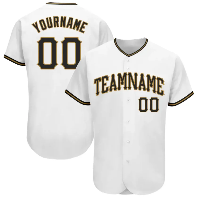 Custom White Baseball Jersey with Black Old Gold