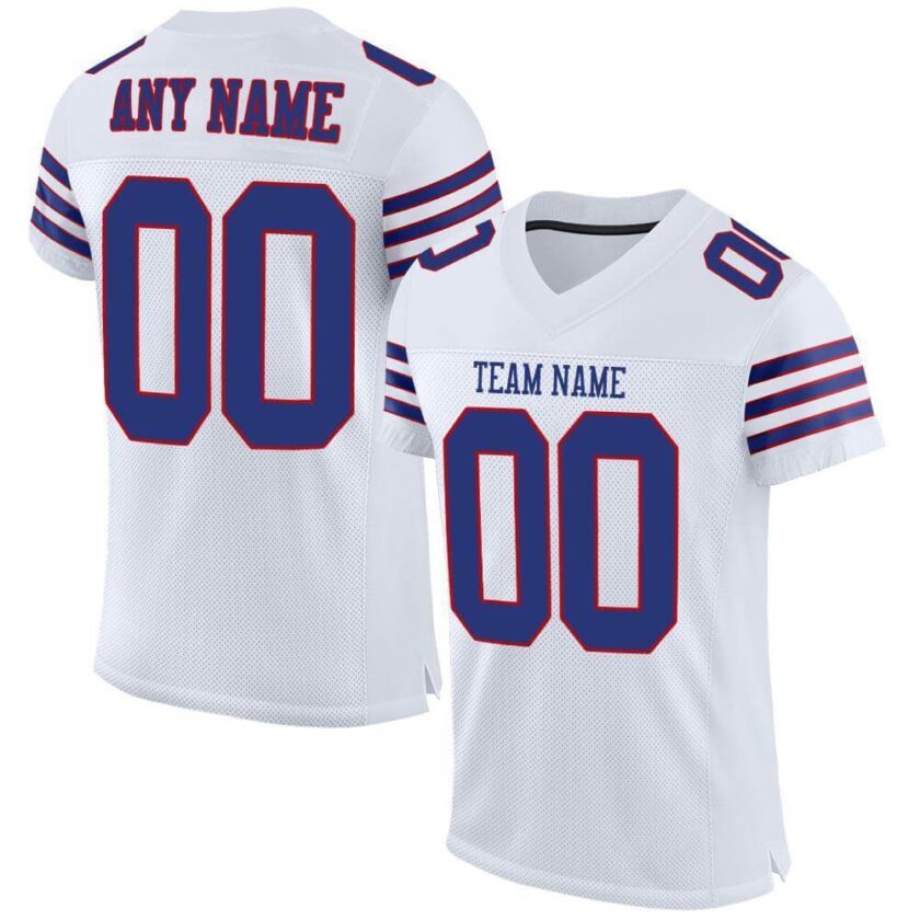 Custom White Mesh Football Jersey with Royal Red 2