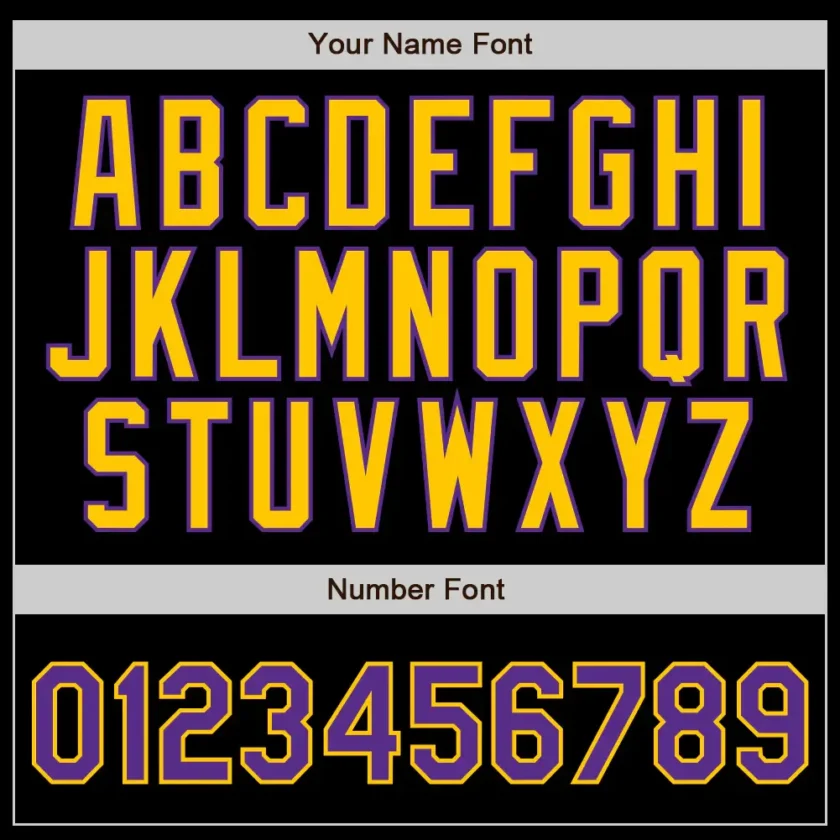 Custom Black Pinstripe Baseball Jersey with Purple-Gold - Image 2