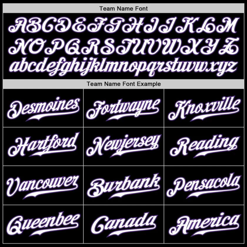 Custom Black Pinstripe Baseball Jersey with White-Purple - Image 2