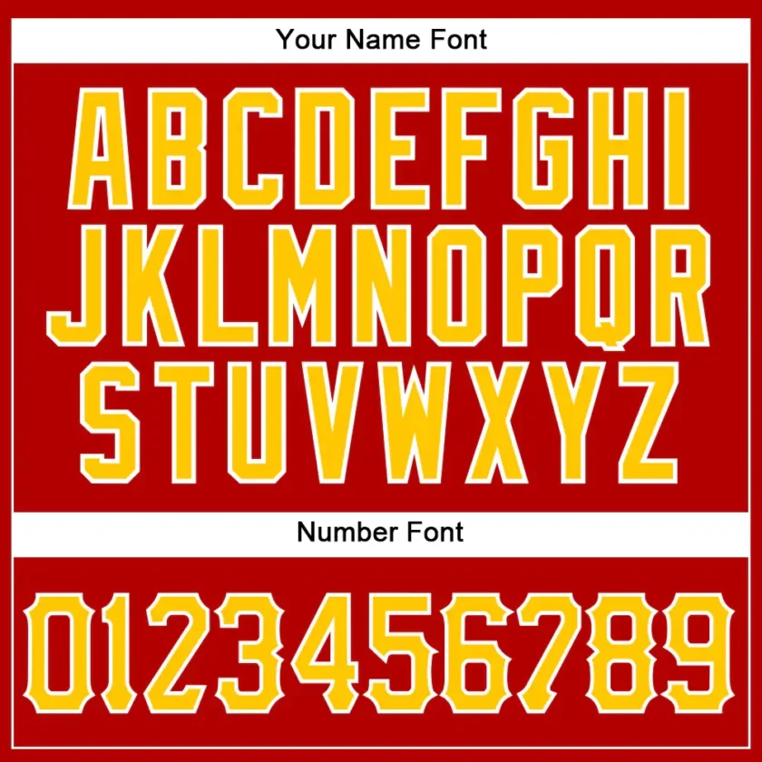 Custom Red Pinstripe Baseball Jersey with Gold-White - Image 3