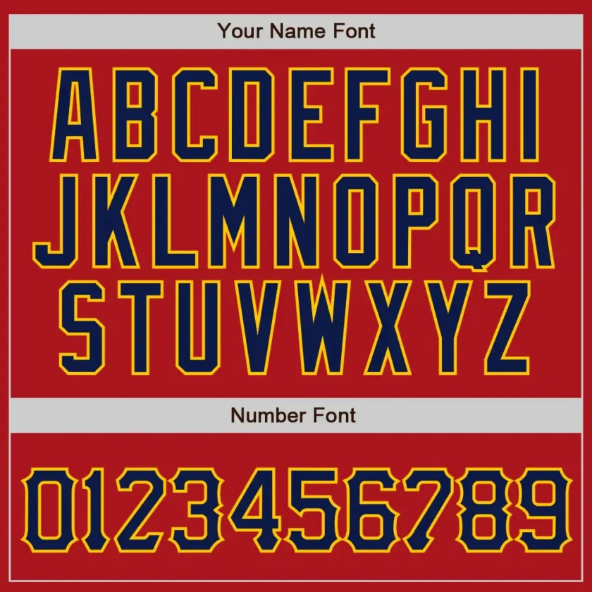 Custom Red Pinstripe Baseball Jersey with Navy-Gold - Image 2