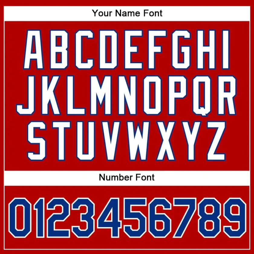 Custom Red Pinstripe Baseball Jersey with Royal-White - Image 3