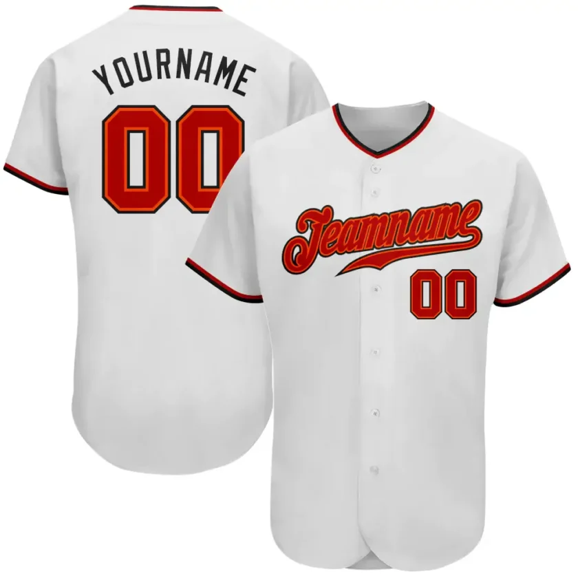 Custom White Baseball Jersey with Red Black 5