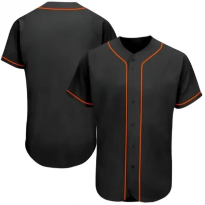 Blank Black Baseball Jersey with Orange Stripes