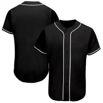 Blank Black Baseball Jersey with White Stripes
