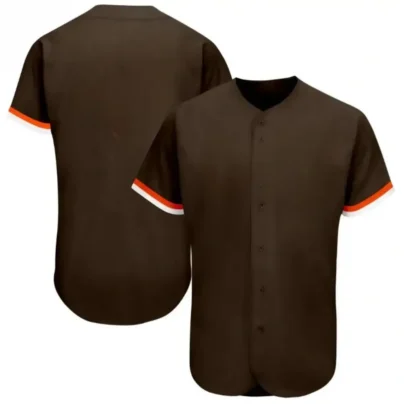 Blank Brown Baseball Jersey with Orange White Stripes