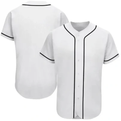Blank White Baseball Jersey with Black Stripes
