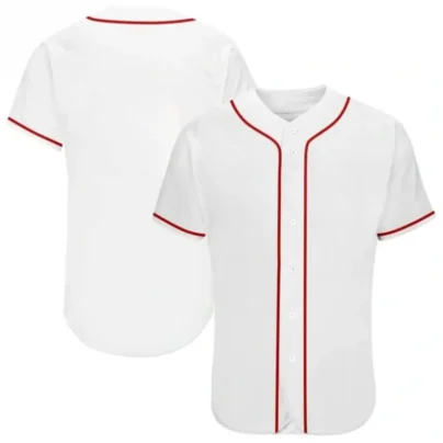 Blank White Baseball Jersey with Red Stripes