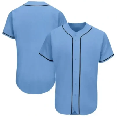 Blank Light Blue Baseball Jersey with Black Stripes