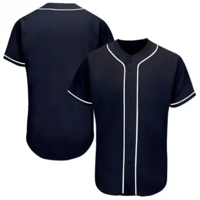 Blank Navy Baseball Jersey with White Stripes