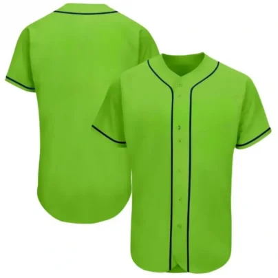 Blank Neon Green Baseball Jersey with Navy Stripes