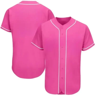 Blank Pink Baseball Jersey with White Stripes