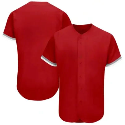 Blank Red Baseball Jersey with Gray White Stripes