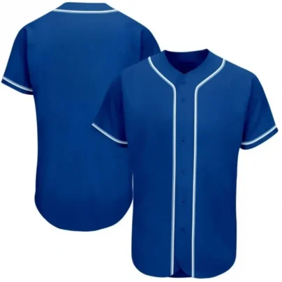 Blank Royal Baseball Jersey with Light Blue White Stripes