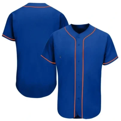 Blank Royal Baseball Jersey with Orange Stripes