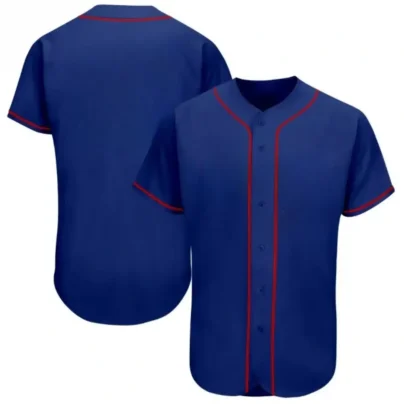 Blank Royal Baseball Jersey with Red Stripes