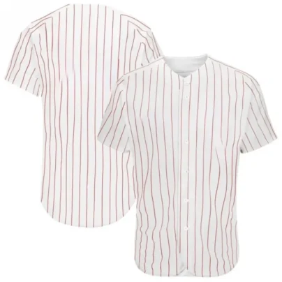 Blank White Baseball Jersey with Red Pinstripes