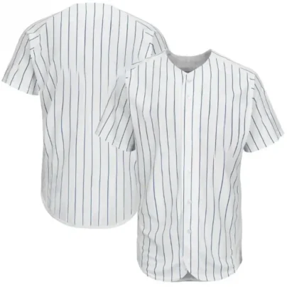 Blank White Baseball Jersey with Royal Pinstripes